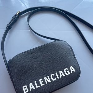 Black Balenciaga logo vile camera bag xs